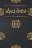 Telefon und Adressbuch: Telefon - und Adressbuch für Ihre Adressen, Kontakte und Telefonnummern. Einfaches Organiesieren dank Register. Design : Mandalas Schwarz Gold B083XVGVX7 Book Cover
