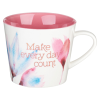 Heartfelt Coffee Mug Make Every Day Count, Pink Petals