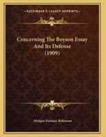 Concerning The Boyson Essay And Its Defense 1359373292 Book Cover