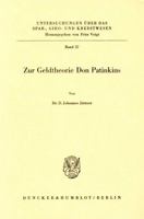 Zur Geldtheorie Don Patinkins 3428025024 Book Cover