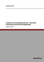 Corporate Social Responsibility: Stand Der Forschung Und Entwicklungstrends 3869432977 Book Cover