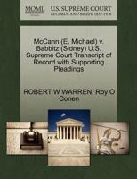 McCann (E. Michael) v. Babbitz (Sidney) U.S. Supreme Court Transcript of Record with Supporting Pleadings 1270571702 Book Cover
