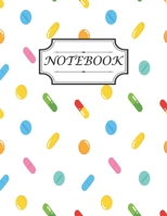 Notebook: With colourful cute pills different sizes and shapes pattern background perfect for writing reminder and gift idea for pharmacy technician woman, man, girl, boy ( size 8.5x 11 inches college 1676560122 Book Cover