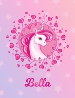 Bella: Unicorn Sheet Music Note Manuscript Notebook Paper - Magical Horse Personalized Letter A Initial Custom First Name Cover - Musician Composer Instrument Composition Book - 12 Staves a Page Staff 1705613454 Book Cover