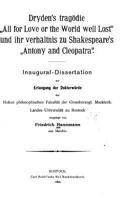 Dryden's Trag�die"all for Love, or, the World well Lost" und ihr Verh�ltnis zu Shakespeare's 1530736544 Book Cover