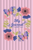 My Journal: Cute pink striped floral diary journal with butterflies. 6x9 100 undated pages. Perfect for thoughts, ideas, and daily entries. 1674183534 Book Cover
