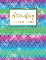 Accounting Ledger Book: General Business Ledger Checking Account Transaction Register Cash Book For Bookkeeping 6 Column Payment Record And Tracker Log Book Waterclor Mermaid Scales And Gold Backgroun 1654449156 Book Cover