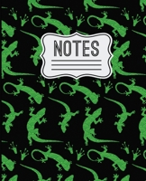 Notes: Green Lizards Pattern 7.5" X 9.25" 110 Page Wide Ruled Notebook 169308211X Book Cover