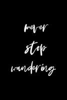 Never Stop Wandering: All Purpose 6x9 Blank Lined Notebook Journal Way Better Than A Card Trendy Unique Gift Black Solid Wander 1708405739 Book Cover