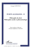 Écrits allemands (Tome 2): Philosophie du droit Philosophie sociale et phénoménologie (Logiques Sociales) (French Edition) 2296000665 Book Cover