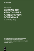 Beitrag Zur Kenntnis Des Andesins Von Bodenmais 3111273091 Book Cover