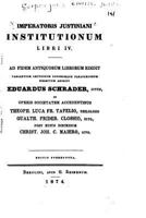 Imperatoris Justiniani Institutionum - Libri IV 3112433750 Book Cover