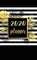 Planner 2020: Weekly & Monthly Planner with 12 Months Calendar Views January to December 2020 with Green Leaves on Black Cover (Leaves Lovers) 1696280443 Book Cover