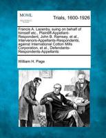 Francis A. Lazenby, Suing on Behalf of himself etc., Plaintiff-Appellant-Respondent, John B. Ramsey, Et al., Intervenors-Appellants-Respondents, ... Et al., Defendants-Respondents-Appellants 1275503101 Book Cover