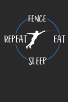 Fence Eat Sleep Repeat: Notebook 6 x 9 (A5) Graph Paper Squared Journal Gift For Fencers And Fencing Lovers (108 Pages) 1673492592 Book Cover