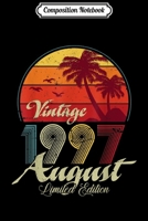 Composition Notebook: Retro Vintage August 1997 Vintage 22nd Birthday Gifts Journal/Notebook Blank Lined Ruled 6x9 100 Pages 1702195937 Book Cover
