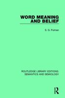 Word Meaning and Belief 113869052X Book Cover