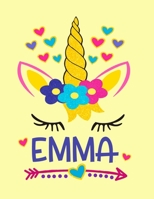 Emma: Emma Personalized Unicorn Notebook for Girls - Size (8.5"x 11") With Lined  Blank Pages, Perfect for Journal, Doodling, Sketching and Notes 1693263750 Book Cover