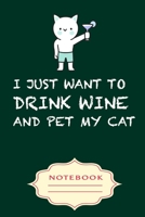 I JUST WANT TO DRINK WINE AND PET MY CAT: Notebooks are a very essential part for taking notes, as a diary, writing thoughts and inspirations, ... goals,for homework, planning and organizing. 1700174940 Book Cover