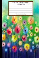 Unruled Composition Notebook 6" X 9." 120 Pages. Floral Watercolor Painting: Hand Paint Yellow and Red Flowers in Soft Color on Green Color Background.Spring Flower Seasonal Nature Background. 1543226426 Book Cover