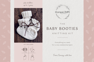 The Baby Booties Knitting Kit: Norwegian Knits from KlompeLOMPE,100% Merino Wool, Bamboo Needles, Accessory Bag, Step-by-Step Booklet, and Bonus ... (Norwegian Knitting Kits from KlompeLOMPE, 1) 0764372505 Book Cover