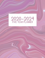 2020-2024 Five Year Planner: Jan 2020-Dec 2024, 5 Year Planner, grey pink marbled igital paper cover, featuring 2020-2024 Overview, daily, weekly, ... list, reminders, and goals. 8.5" X 11" sized. 1700517856 Book Cover