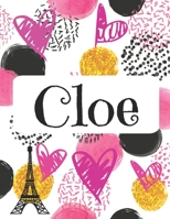Cloe: Journal de nom personnalis� Carnet de nom personnalis� Conception de coeurs et de cercles Couleurs roses et noires 1692585487 Book Cover