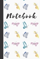 Notebook: Cute Butterfly Journal Yellow, BLue And Pink Small Butterflies 120 Lined Pages (6X9) 169248737X Book Cover