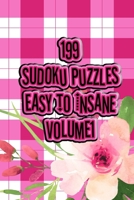 199 SUDOKU PUZZLES EASY TO INSANE VOLUME 1: 199 Sudoku Puzzles by Cradox Books for Mindful Mathematics Relaxation. With a Pink Check and Floral ... or to sit on your Coffee Table or Bookshelf. B08W7DMT3J Book Cover