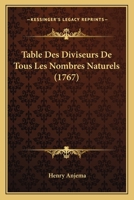 Table Des Diviseurs De Tous Les Nombres Naturels (1767) 1165793598 Book Cover