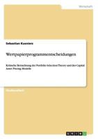 Wertpapierprogrammentscheidungen 3640643232 Book Cover