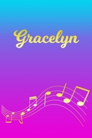 Gracelyn: Sheet Music Note Manuscript Notebook Paper Pink Blue Gold Personalized Letter G Initial Custom First Name Cover Musician Composer Instrument Composition Book 12 Staves a Page Staff Line Note 1706630859 Book Cover