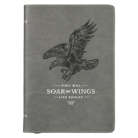 Christian Art Gifts Scripture Journal Gray Wings Like Eagles Isaiah 40:31 Bible Verse Inspirational Faux Leather Notebook, Zipper Closure, 336 Ruled Pages, Ribbon 1639522786 Book Cover
