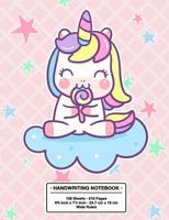 Handwriting Notebook: Back to School Cute Cute Unicorn on a Cloud Kawaii Style Handwriting Practice Book 107537376X Book Cover