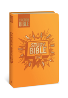 The Action Bible Study Bible ESV, Leathersoft, Orange, Full Color (Action Bible Series) 0830787453 Book Cover