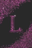 L letter glitter Lined Notebook Journal purple and black color for women girls perfect gift idea.: Journal or Diary for Kids, Girls & Women 1661177964 Book Cover
