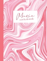 Music notebook: wide staff manuscript paper | 8.5x11 | 120 pages | 8 staves per page | easy to write on | candy pink marble stone | perfect for students, musicians and composers 1696201993 Book Cover