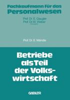 Betriebe als Teil der Volkswirtschaft 3409604510 Book Cover