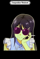 Composition Notebook: Retro and Vintage Anime Girl Senpai Smile with Glasses Journal/Notebook Blank Lined Ruled 6x9 100 Pages 1709859598 Book Cover