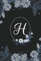 H: Elegant Black & Blue Stylish Floral Monogram Initial H Notebook Blank Lined Paper Journal Gift for Women & Girls 1702039153 Book Cover