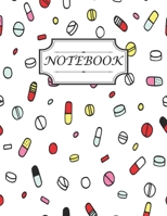 Notebook: Design with multicolour cute pills on a white background suitable for taking note and gift idea for pharmacy technician, women, teens, kids ... college (size 8.5x11 inches college ruled) 1676560947 Book Cover