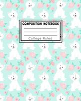 Composition Book College Ruled: Puppy Love Baby Blue Fashion Line Paper Exercise Book Notebook For Middle School Through To College University 1075002605 Book Cover