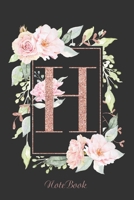 (H) Notebook : Unique Art Design: Rose Gold Monogram H: 6 X 9 Slimline, Wide Rule Lined Pages 1660841062 Book Cover