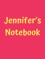 Jennifer's Notebook: Soft Cover, College Ruled, 100 Sheets, 8.5" x 11", White Paper (Women's Custom Names) 1675063516 Book Cover