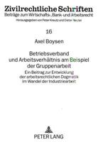Betriebsverband Und Arbeitsverhaeltnis Am Beispiel Der Gruppenarbeit: Ein Beitrag Zur Entwicklung Der Arbeitsrechtlichen Dogmatik Im Wandel Der Indust 363132877X Book Cover