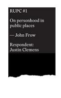 On personhood in public places 1922099120 Book Cover