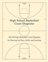 High School Basketball Court Diagrams: 100 Full Page Basketball Court Diagrams for Drawing Up Plays, Drills, and Scouting 107812597X Book Cover