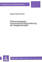 Phaenomenologisch-Hermeneutische Neufundierung Der Kategorialanalytik 3631430647 Book Cover