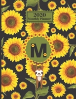 2020 Monthly Planner: Smiling Sloth Sunflowers Personalized Monogram Initial M Letter M Appointment Calendar Organizer And Journal For Writing 1710213760 Book Cover