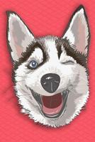 Composition Book: College Ruled Notebook | Composition Book | Diary | Winking Husky Red Hatch Background 1792870744 Book Cover